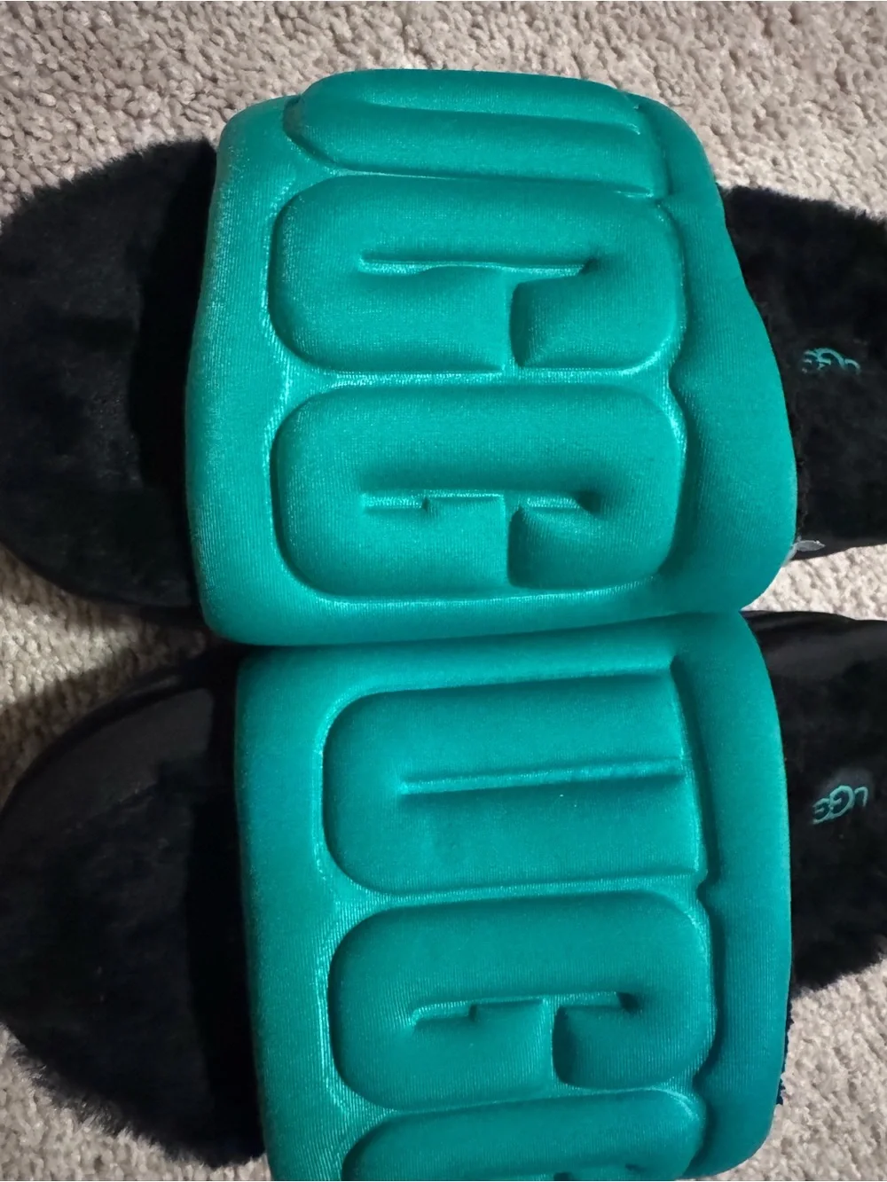 UGG Kids Teal Padded Logo Slide Slippers